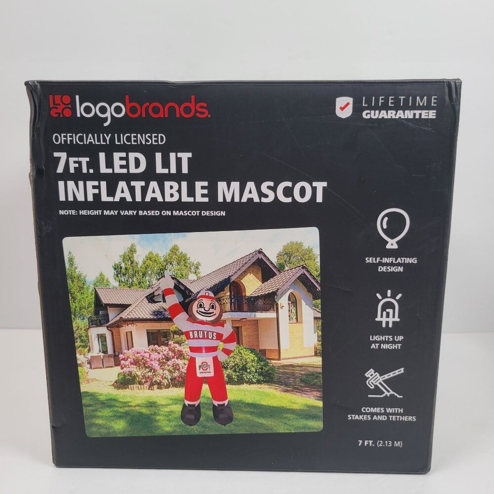 Ohio State 7 FT. LED Lit Inflatable Brutus Mascot By Logo Brands